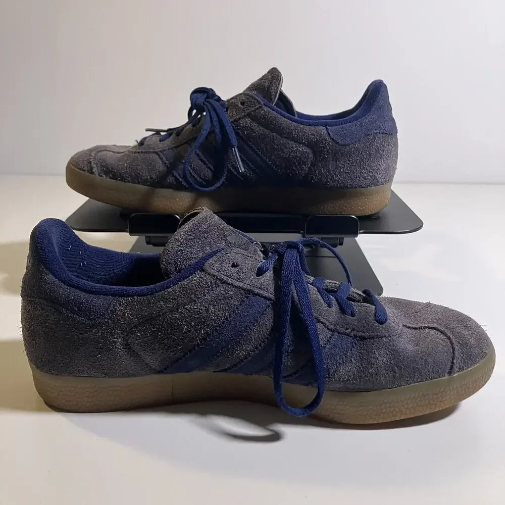 Adidas Gazelle Shoes Mens Size 7.5 Blue Suede Classic Low Top Sneakers‎ Gum Sole